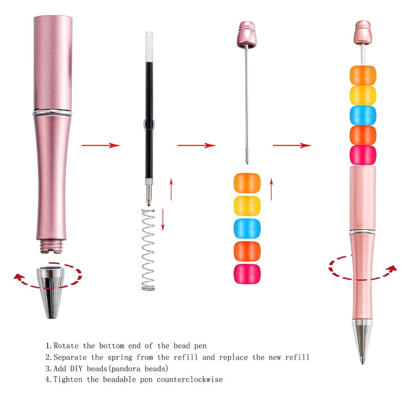 PASISIBICK 100 Pieces Plastic Beadable Pen Refills  2.44 inch/6.2 cm Black Ink Smooth Writing Pen Refills for Bead Pens DIY PPL Gift(Pack of 100) - Image 2
